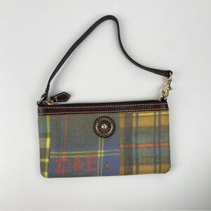 Vintage Dooney and Bourke Tartan Multi-Color Plaid Wristlet Purse Clutch Strap